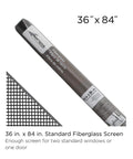 Charcoal Screen Repair Kit For 36 By 84 Inch Windows And Doors With Spline Tool And 0.140 Inch Spline DIY Mesh Fix Bundle
