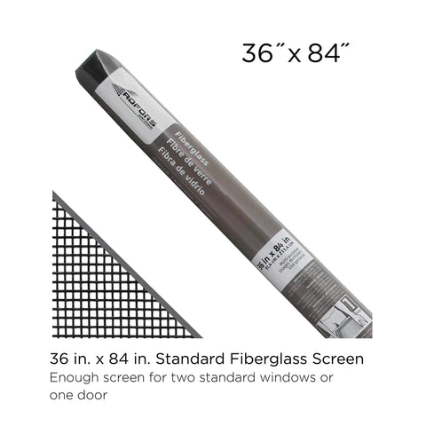 Charcoal Screen Repair Kit For 36 By 84 Inch Windows And Doors With Spline Tool And 0.140 Inch Spline DIY Mesh Fix Bundle