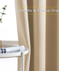 Two Panels Biscotti Beige Blackout Curtains 52 Inches By 95 Inches, Triple Weave Microfiber Grommet Top Thermal Insulated Light Blocking Drapes