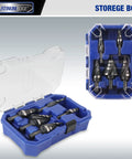 Pro Grade Workhorse 5 Piece High Speed Steel Step Drill Bit Set For Sheet Metal With 50 Hole Sizes in storage box