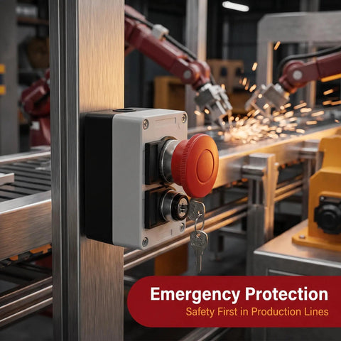 660V 10A Red Mushroom Push Button Switch Momentary Action With 2 Position On Off Key Lock Rotary Built Tough For Industrial Control Panels 5mm Mounting Hole And Clear Easy To Read Status Indicator on machine frame