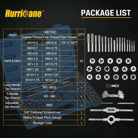 The Ultimate 80 Piece Tap And Die Set With Sae Metric Sizes For Auto Repair Pros Who Need Serious Thread Fixing Power GCr15 Steel Durability, case layout