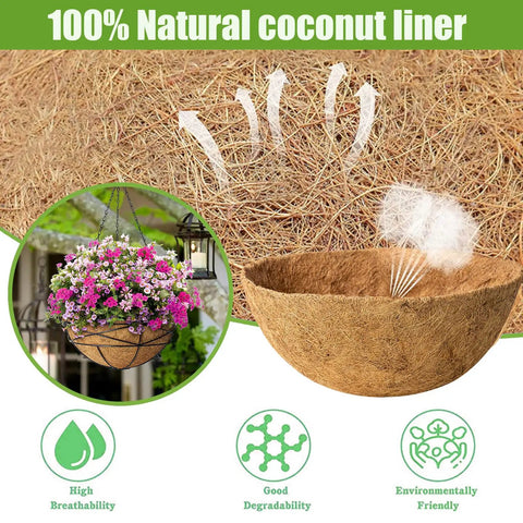 2 Pack 16 Inch Round Coco Liners For Hanging Baskets And Plant Pots Natural Coconut Fiber Liners For Outdoor Gardens