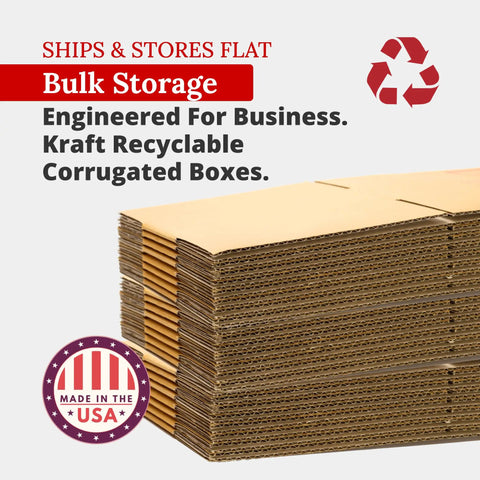 Stack of Heavy Duty Corrugated Shipping Boxes 18x12x6 Inch Bulk Pack Of 25 For Moving, Storage, And Packaging, Made in USA