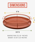 Crisper Basket And Tray Set For Oven And Air Fryer 2 Piece Copper Finish Large Mesh Design For 360 Degree Airflow And Even Crisping