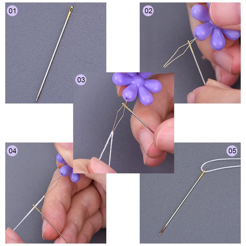30 Piece Needle Threader Set With Clear Box Multicolor Flower Head Wire Loop Threaders For Hand Sewing And Machine Use TecUnite