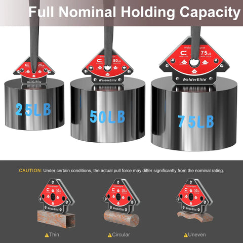 Heavy Duty Welding Magnet Set 4 Pack With 2 25Lb And 2 50Lb Magnets Arrow Holders Locking At 45 90 And 135 Degrees For Precise T Joint Alignment