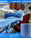 Heavy Duty Pro Grade Shop Towels Jumbo Roll With 475 Absorbent Blue Cloth Sheets used for cleaning a wrench
