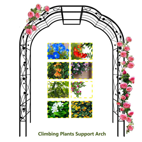 Tall Black Garden Arch Trellis 8.2 Ft High 6.2 Ft Wide Outdoor Arbor For Climbing Plants Roses And Vines Built To Last Perfect Lawn Wedding Archway Durable Weatherproof Construction