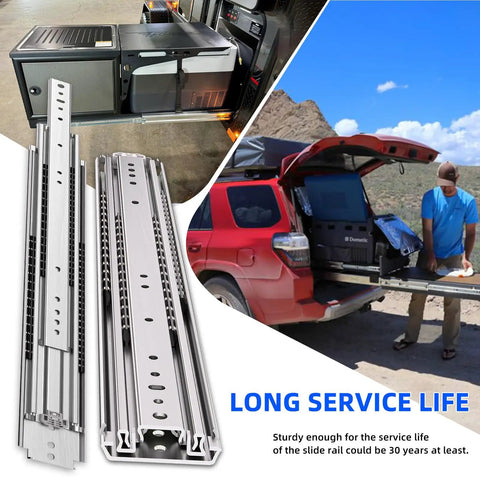 Beefy 500Lb Capacity Heavy Duty Drawer Slides Full Extension Ball Bearing Rails For Cabinets 16 To 40 Inch 1 Pair 76mm Wide