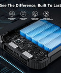 Internal view of 20000mAh Solar Power Bank With Wireless Charging Built In Cables And 15W USB C Fast Charging Charge Up To Six Devices