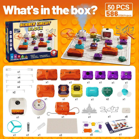 Unboxed Hands On Science Kit For Kids With 420 Plus Projects And 50 Circuit Parts Includes Bubble Maker Fan And Flying Helicopter