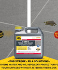 Real Deal Solvent Based Stone And Concrete Sealer For Granite Marble Limestone Indoors Outdoors One Gallon on grey concrete with oil spill.