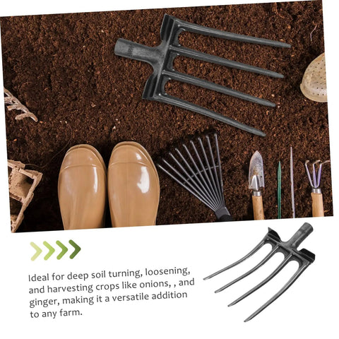 Beefy Heavy Duty Four Prong Steel Pitch Fork Head for Garden Digging And Soil Loosening Aeration And Ground Prep Durable Rake