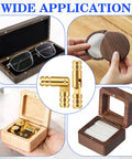 10 Pcs Brass Hidden Barrel Hinges 0.15x0.79 Inch Mini Cylinder Hinges shown with various wood projects