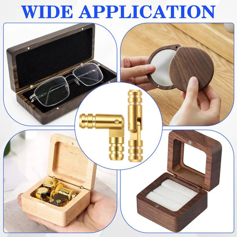 10 Pcs Brass Hidden Barrel Hinges 0.15x0.79 Inch Mini Cylinder Hinges shown with various wood projects