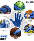 Blue SAFESKIN Ultralight disposable nitrile gloves, large, 100 count, powder-free, latex-free, for food prep and cooking.