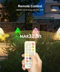 Person using remote control for 8 Pack Smart RGBW Outdoor Landscape Lights With IP65 Waterproof, Low Voltage, 16 Million Colors