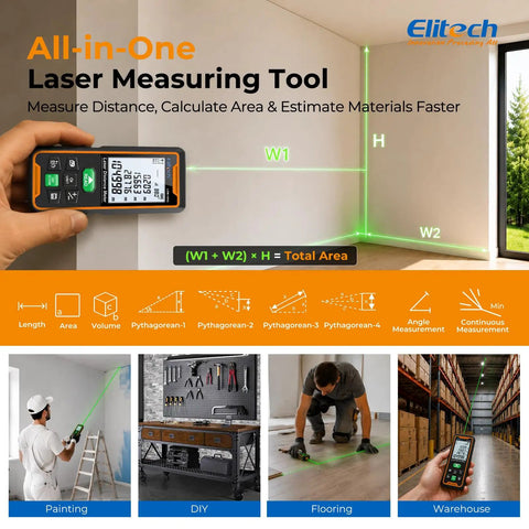Professional Green Laser Distance Meter With Self Calibration And Dual Power Configuration Offers Dead On Precision Up To 344 Feet For Nailing Wall Layouts And Wrapping Trades Projects Quickly