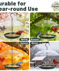 Outdoor Platform Bird Feeder With 12 Inch Weatherproof Dome And Squirrel Resistant Tray 2 Lb Seed Capacity 360 Degree Feeding Easy Hang Green Backyard Feeder For All Birds in different seasons.