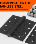 304 Stainless Steel Matte Black Exterior Door Hinges With Ball Bearing, wet with droplets, 4 inch square corner, heavy duty