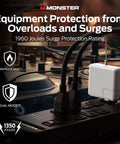 Power Strip Pro Surge Protector with 1960 Joules protecting studio gear with eight outlets and two USB ports