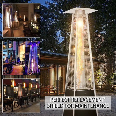 Outdoor Patio Heater Heat Shield Square Aluminum Reflector For 4-Sided Glass Tube Heaters Replacement Top Cover