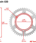 Drive Chain And Sprockets Kit For Yamaha YZ Series 1999-2017 YZ250 YZ426F YZ450F Front 14T Rear 48T Steel Heavy Duty Sprocket