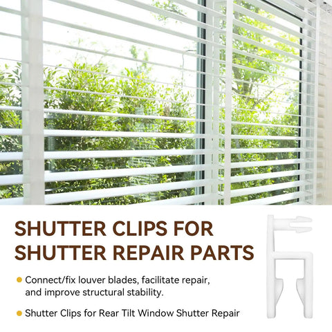 Vinyl Shutter Repair Clips Kit 10 Pack For Rear Tilt Window Shutters Replacement Connectors And Cufflinks Easy Fix For Plantation Shutter Hardware Durable Plastic Clips For Long Lasting Performance And Smooth Operation