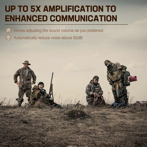 Group of hunters outdoors with Electronic Ear Protection For Shooting With 5X Sound Amplification