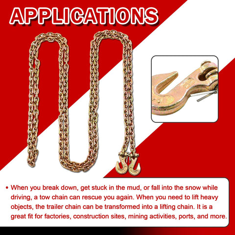 Heavy Duty G80 Transport Binder Chain One Quarter Inch By Sixteen Feet With G70 Clevis Grab Hooks shown coiled