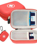 Auvi Q Carrying Case For Two Auto Injectors Emergency Bag With Carabiner And Lanyard displaying hard case and medical logo