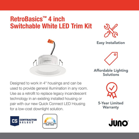 4 Inch Led Recessed Lighting With 5 In 1 Switchable Color And 625 Lumen Downlight Trim Kit Bringing That Cozy Matte White Baffle Ceiling Vibe For Super Easy Home Fixes