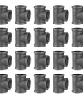 Three Quarter Inch Pipe Fitting Tee Pack Of 20 Gray Cast Malleable Iron Tee for DIY projects and decor, threaded fittings