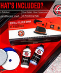 9mm Dual Action Car Polisher Long Throw DA Buffer For Detailers 1000W Power, includes polish, compound, and pads kit