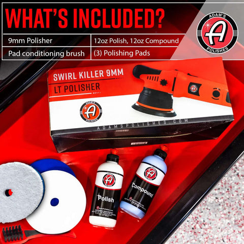 9mm Dual Action Car Polisher Long Throw DA Buffer For Detailers 1000W Power, includes polish, compound, and pads kit