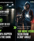 Person walking dog at night with Chest Light For Night Running And Walking USB C Rechargeable 500 Lumen Adjustable Beam Hands Free Safety Light Be Seen On Every Night Run Through Streets And Trails For Three To Five Hours Of Use Yellow.