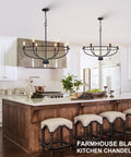 Dope Black 6 Light Farmhouse Chandelier For Dining Room Kitchen Island Living Room Entryway Foyer Industrial Metal Candle Hanging Lighting With E12 Sockets over kitchen island