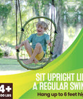 Child enjoying Outdoor Tree Swing Chair For Kids And Adults With Multi Position Comfort Weather Resistant Heavy Duty Metal Frame Easy Mount