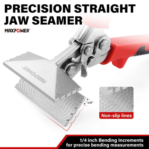 MAXPOWER sheet metal hand seamer with red ergonomic handle; 3- and 6-inch straight jaws, 1/4-inch bends, 2-pack