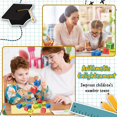 Children using Ten Frame Foam Dice Set For Classroom Math 20 Colorful 2 Inch Dice In Red Green Blue Yellow For Subitizing Counting.
