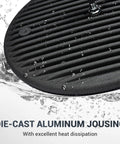 Close-up of die-cast aluminum housing for Six Pack 500W UFO LED High Bay Light Fixtures with water droplets