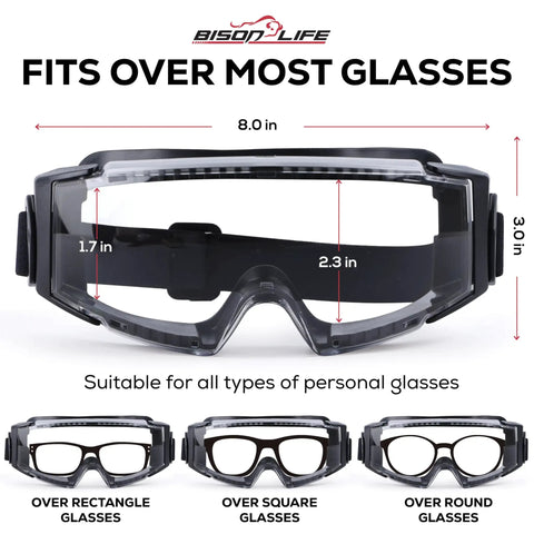 Over Glasses Safety Goggles For Prescription Wearers, ANSI Z87.1 Anti Fog, Impact And Scratch Resistant Eye Protection