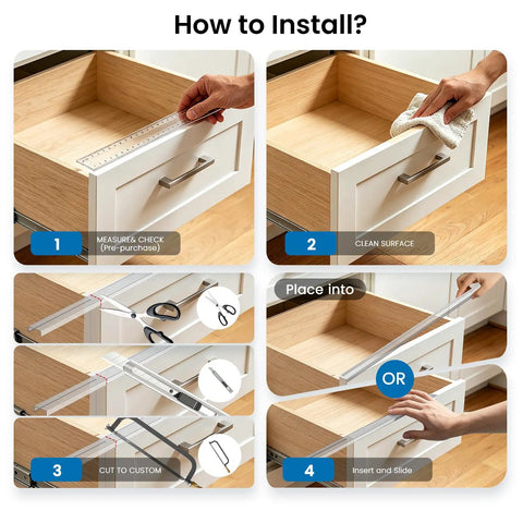 How to install Six Pack 18 Inch Clear Cabinet Door Kick Guards Tailored For Flat Three Quarter Inch Panels, step by step guide.