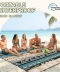 Group on Waterproof Picnic Blanket For Outdoor Adventures Extra Large 80x80 Inch Beach Mat Rug Foldable Gear on beach.