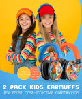 Kids Ear Protection Earmuffs With Adjustable Headband NRR 25dB For Sports Events Concerts Airports And Travel Bright Orange And Blue