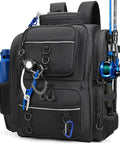 All Weather Fishing Backpack With Rod Holders And Tackle Storage, Heavy Duty Waterproof Oxford Bag With Side Pockets, accessories attached