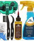 7 Piece Bike Cleaning Kit With Degreaser 10 Oz And Wet Lube 2 Oz, Chain Scrubber And Brush, Pro Grade Drivetrain Care shown