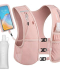 Reflective Hydration Vest With 500ml Soft Flask And Phone Holder Go To Lightweight Running Pack For Men And Women, pink