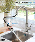 Pull Down Sprayer Kitchen Faucet With High Arc And Single Handle, Brushed Nickel Finish, Includes Water Lines And Deck Plate, RV Compatible